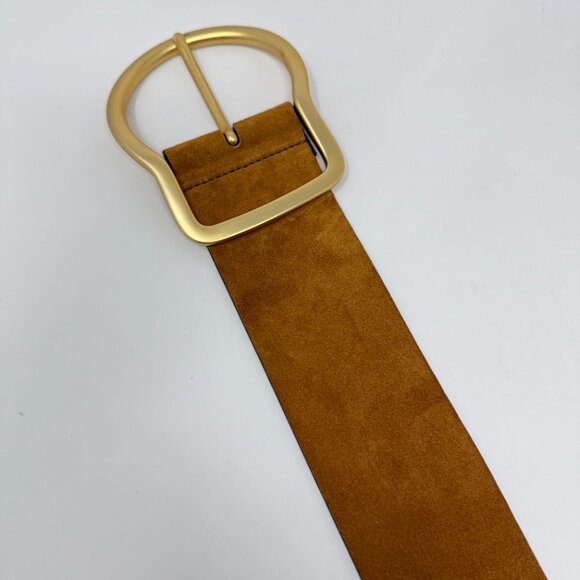 Dorothee Schumacher Womens Suede Sensation Wide Waist Belt Tan Gold XL 105 - Picture 1 of 5